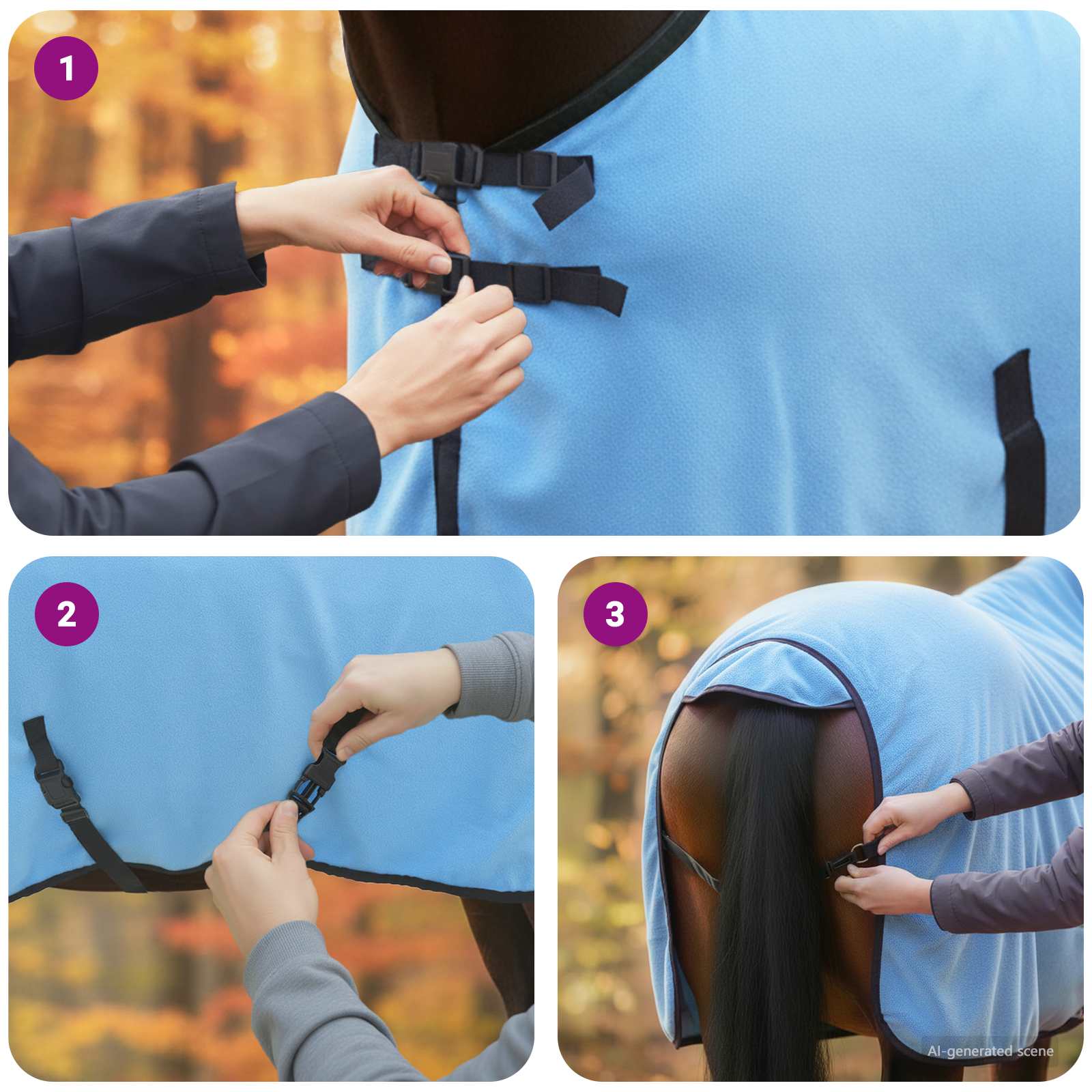 Konjski plašč Polno Aqua Poliester - slika 11