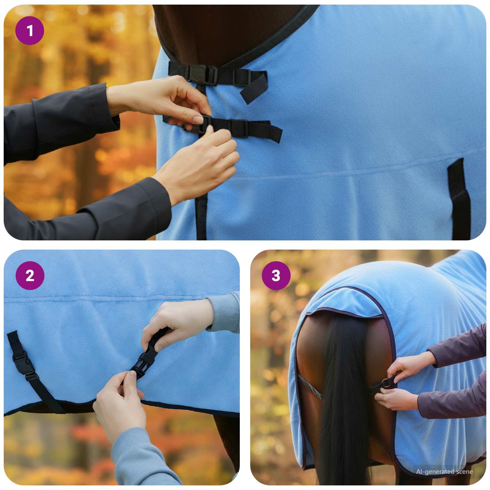 Konjski plašč Polno Aqua Poliester - slika 11