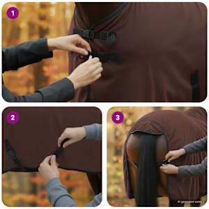 Deka pro koně Úplně tmavě hnědá Polyester - obrázek 10