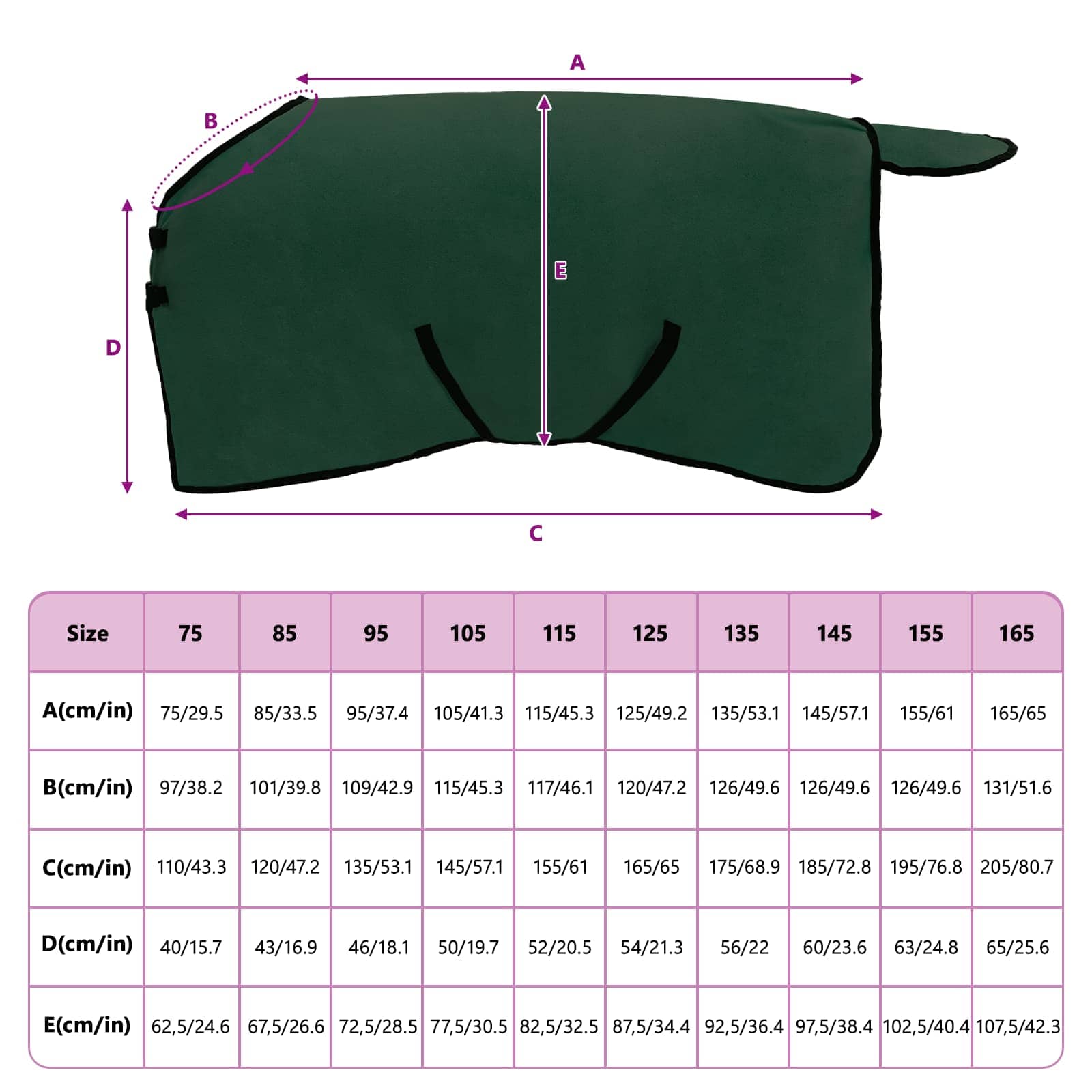 Konjski plašč Polna temno zelena Poliester - slika 9