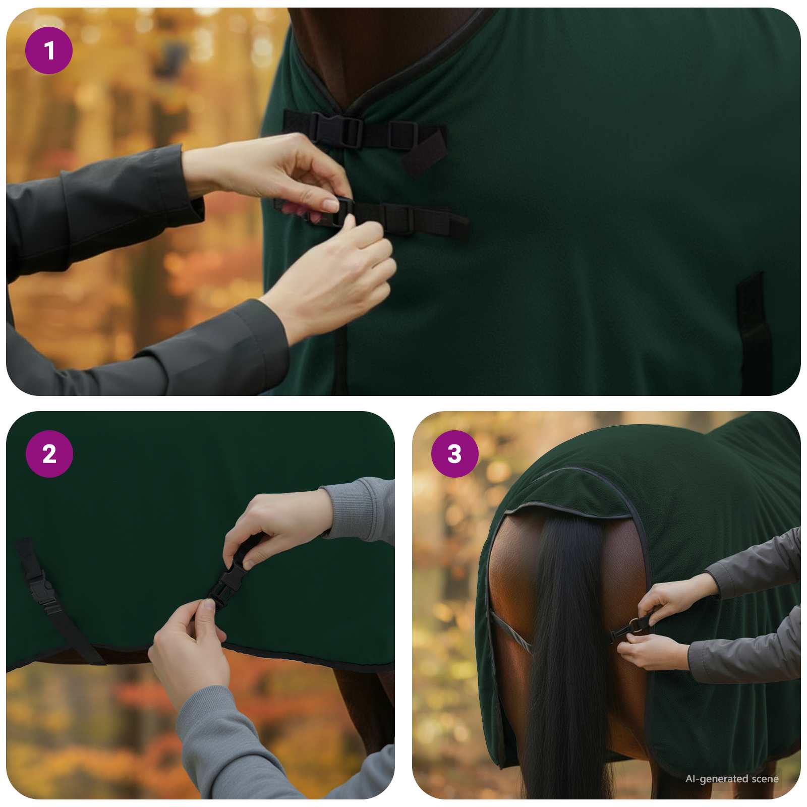 Konjski plašč Polna temno zelena Poliester - slika 11