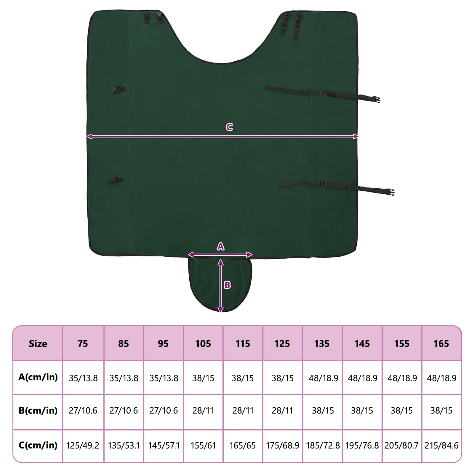 Konjski plašč Polna temno zelena Poliester - slika 10