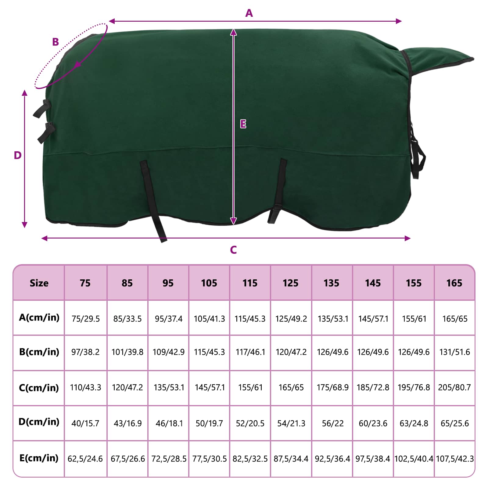 Konjski plašč Polna temno zelena Poliester - slika 9