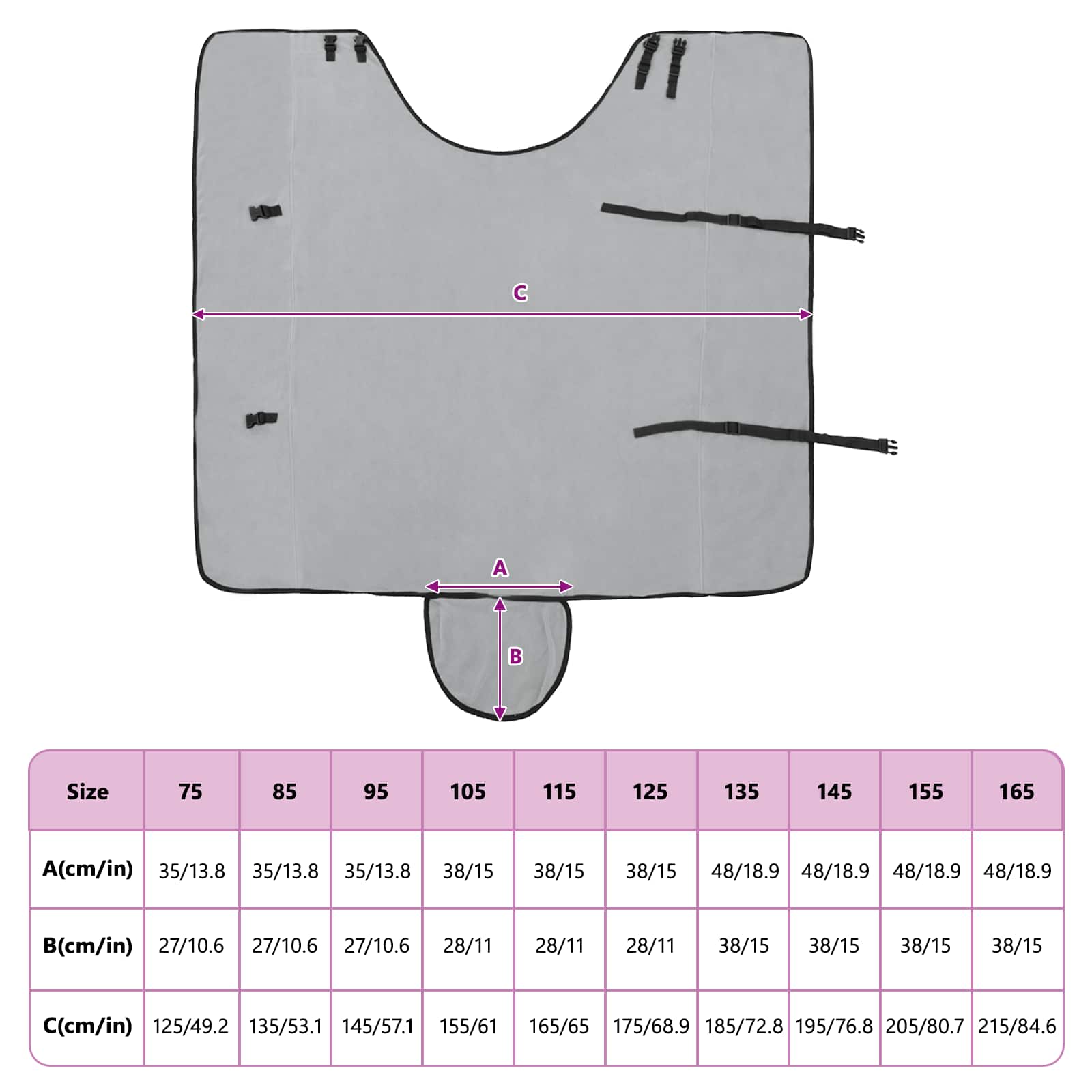 Konjski plašč Polna svetlo siva in roza Poliester - slika 10