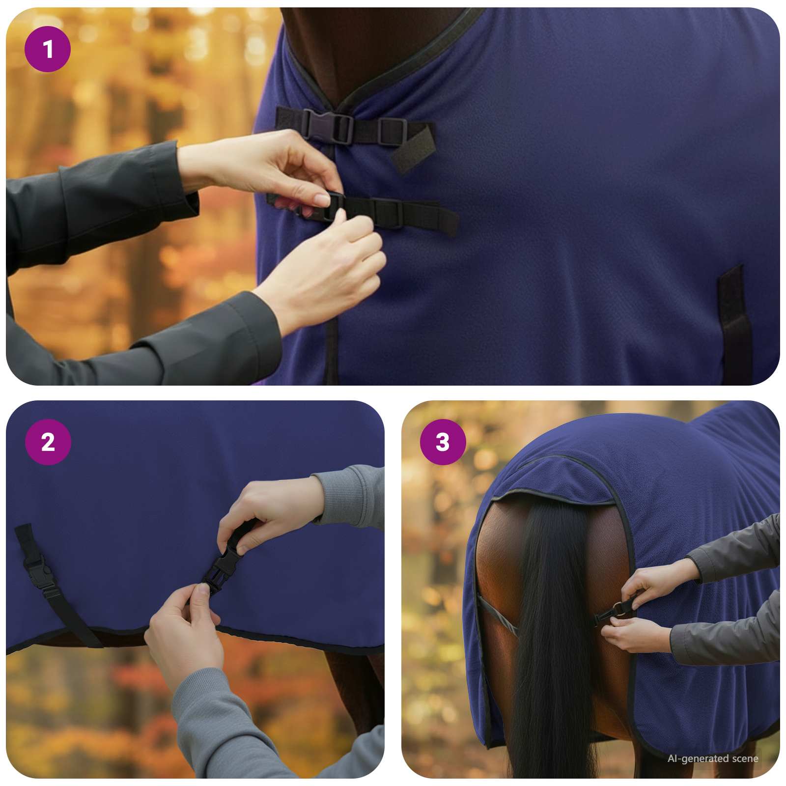 Konjski plašč Temno modra Poliester - slika 11