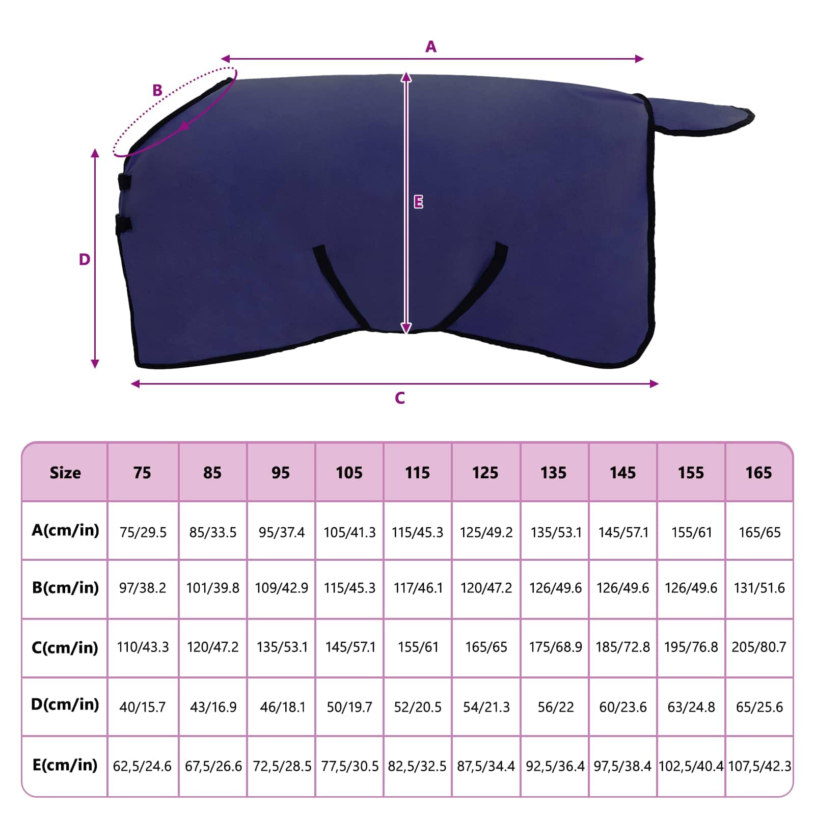 Konjski plašč Temno modra Poliester - slika 9