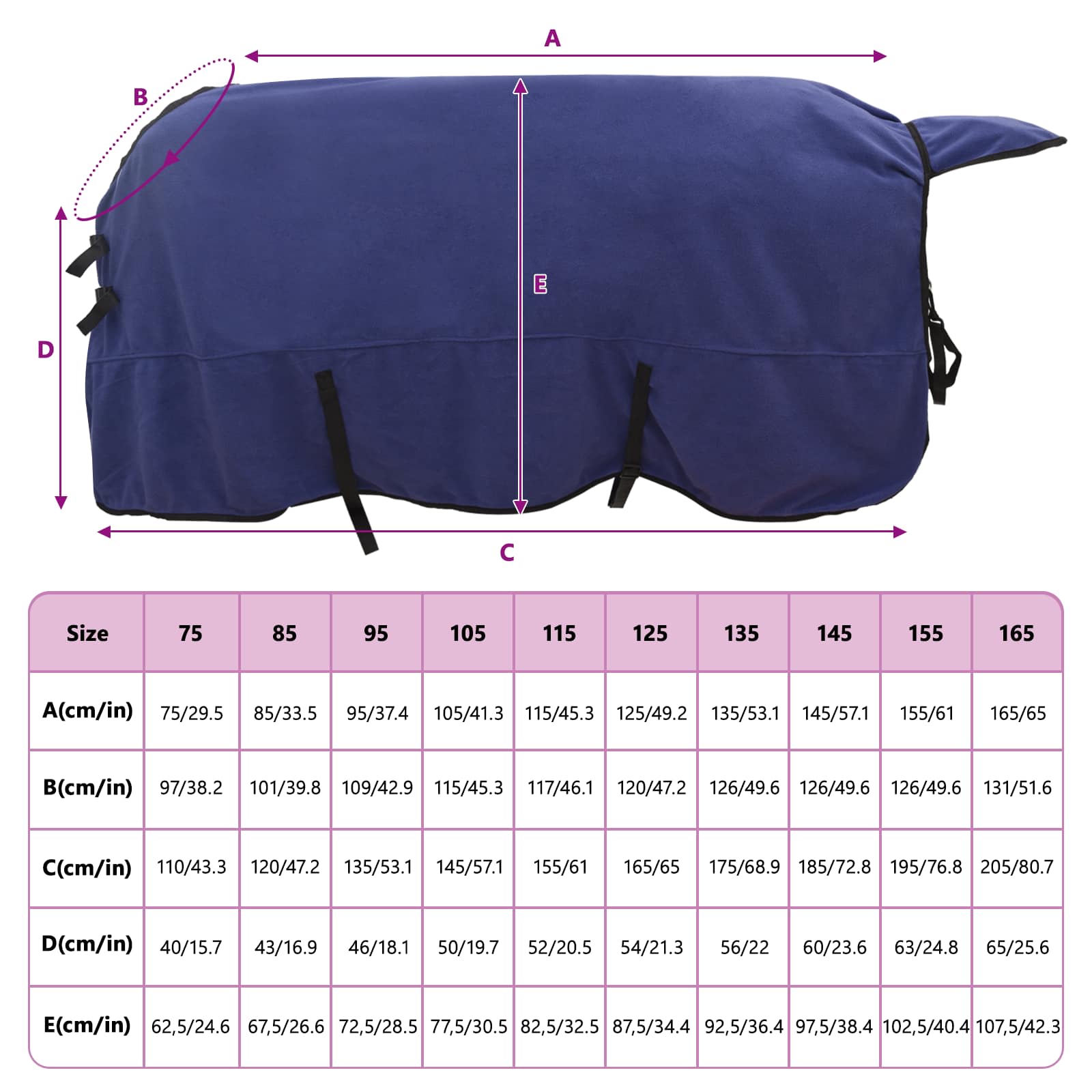 Konjski plašč Temno modra 125 cm Poliester - slika 9