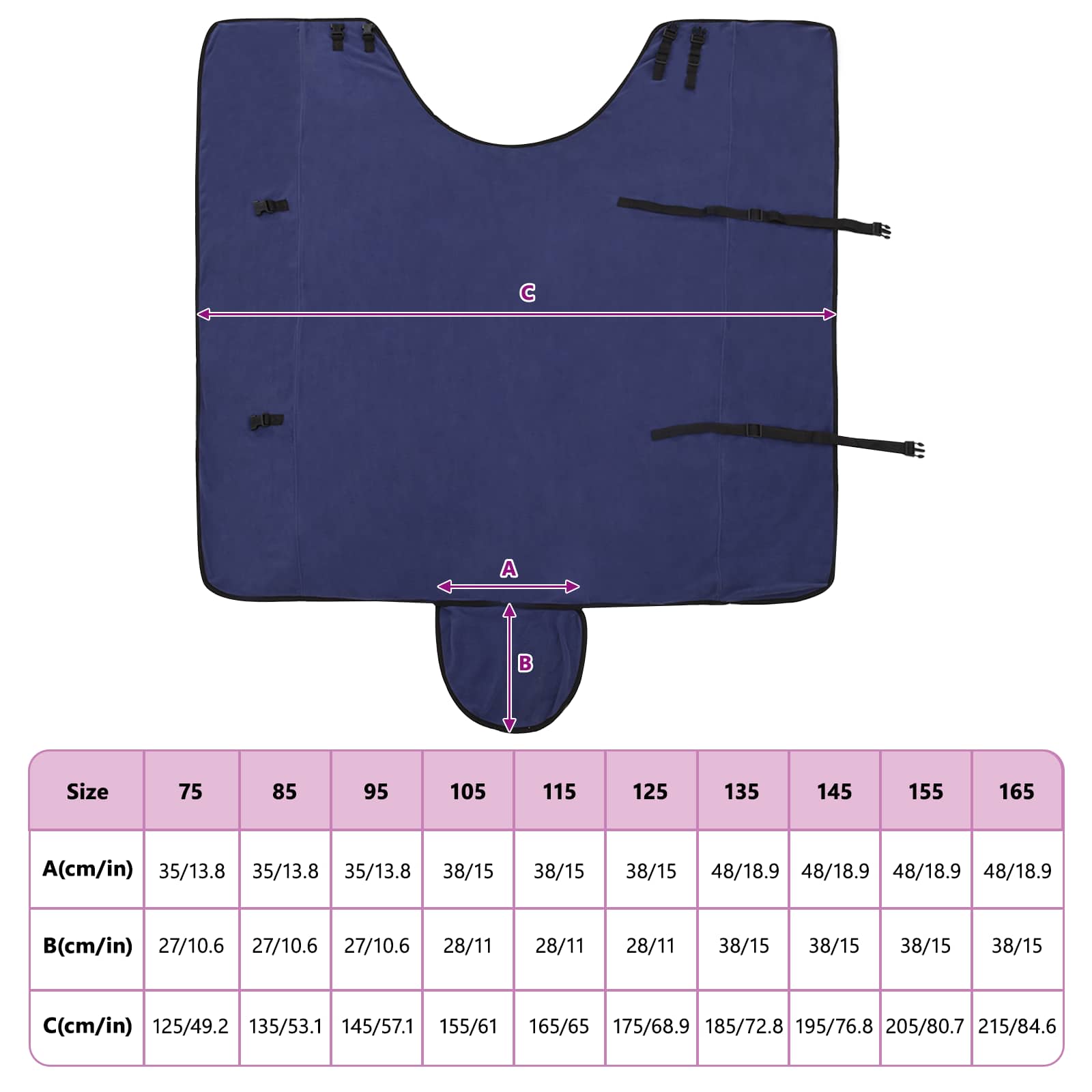 Konjski plašč Temno modra 125 cm Poliester - slika 10