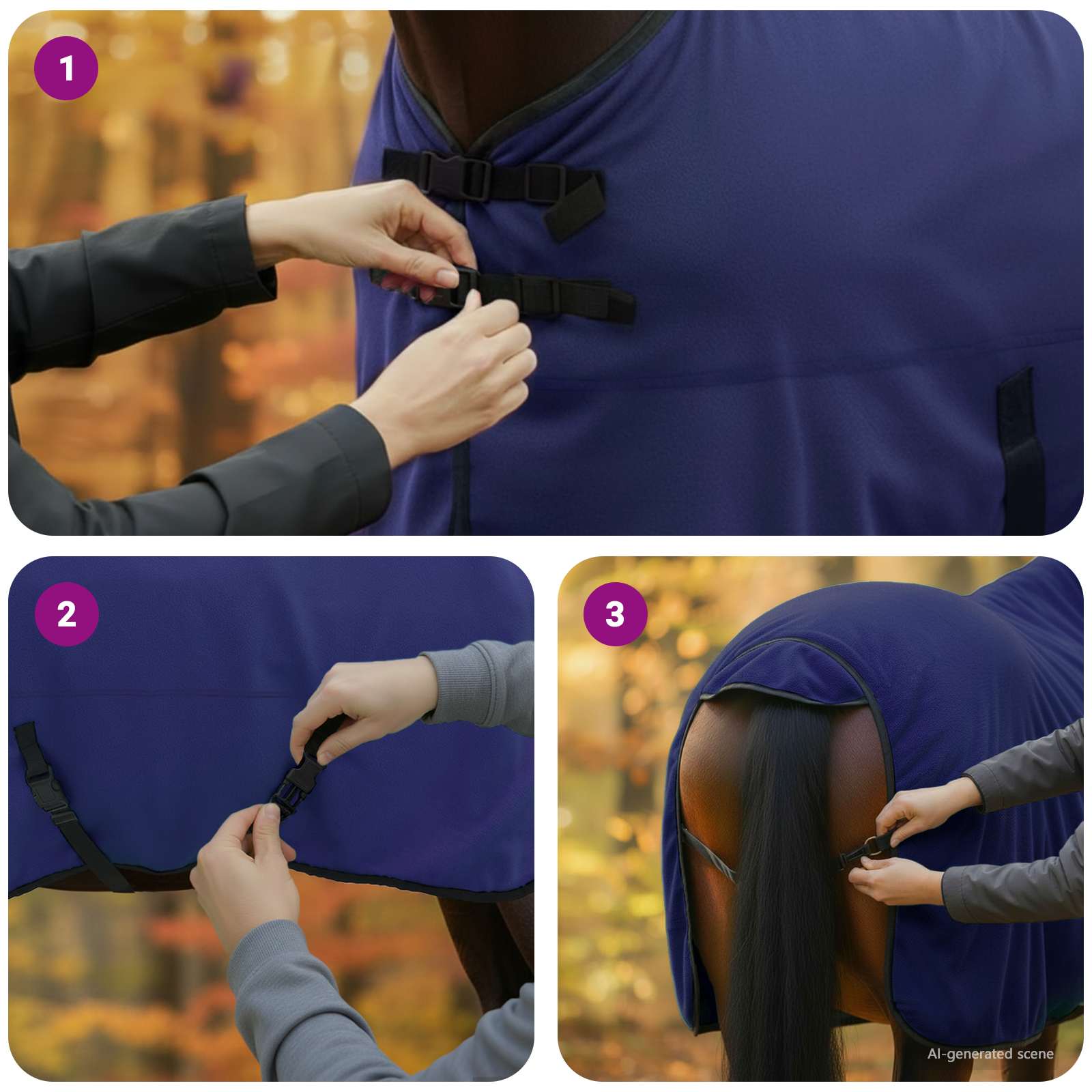 Konjski plašč Temno modra Poliester - slika 11