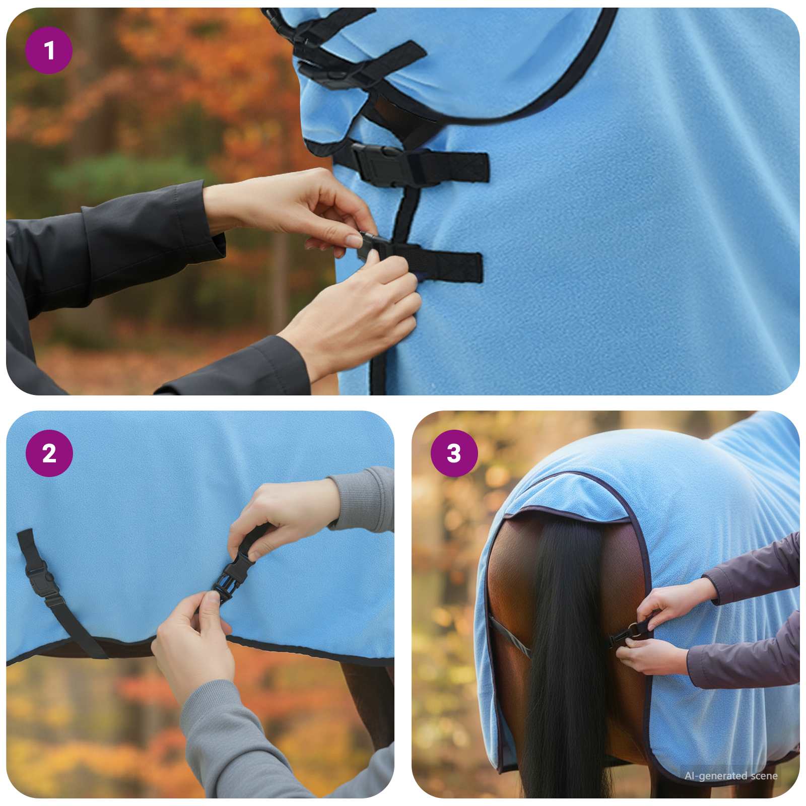 Zirgu sega Pilns akva 75 cm Poliesters