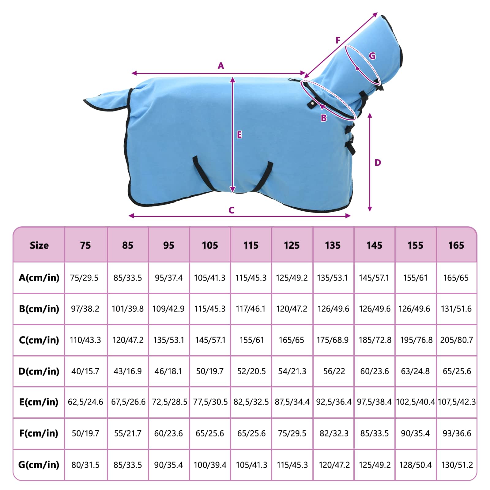 Zirgu sega Pilns akva 75 cm Poliesters