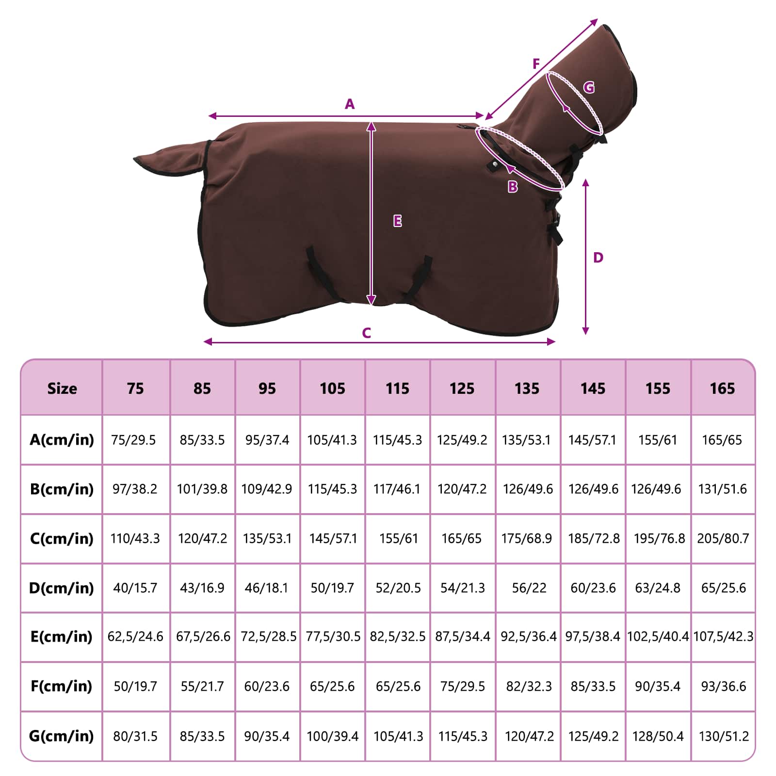 Konjski plašč Polna temno rjava Poliester - slika 9