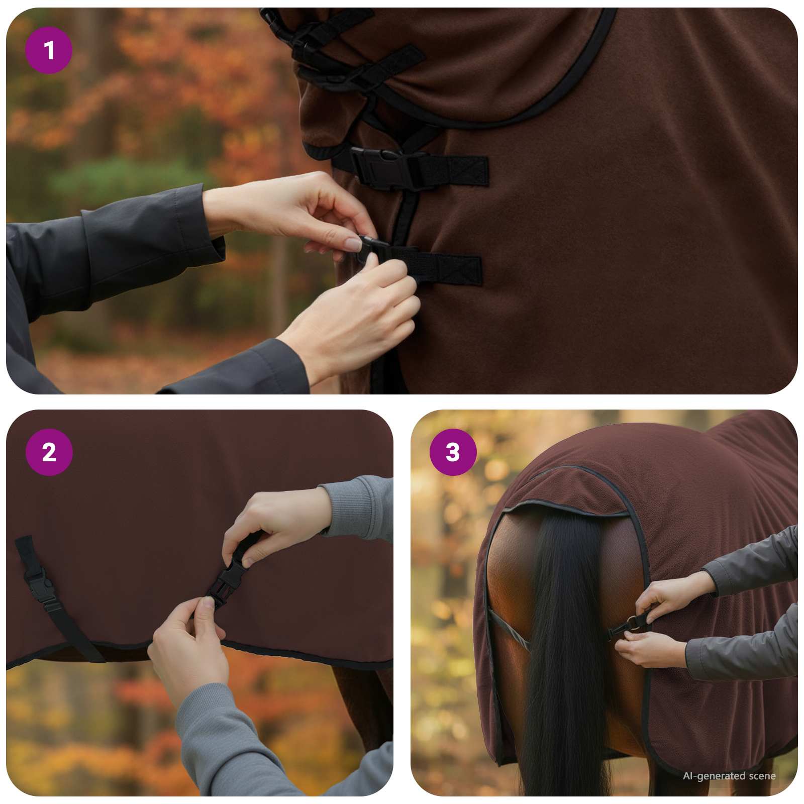 Konjski plašč Polna temno rjava Poliester - slika 11