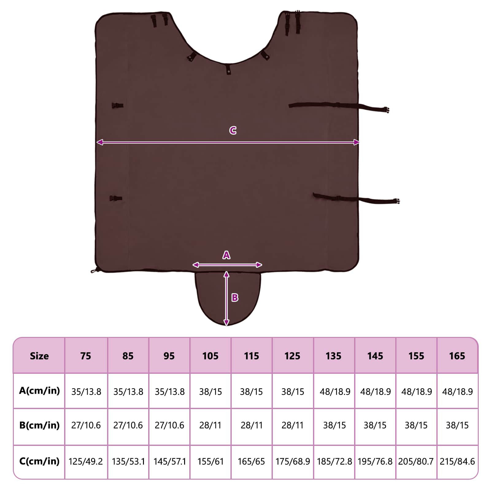 Konjski plašč Polna temno rjava 145 cm Poliester - slika 10