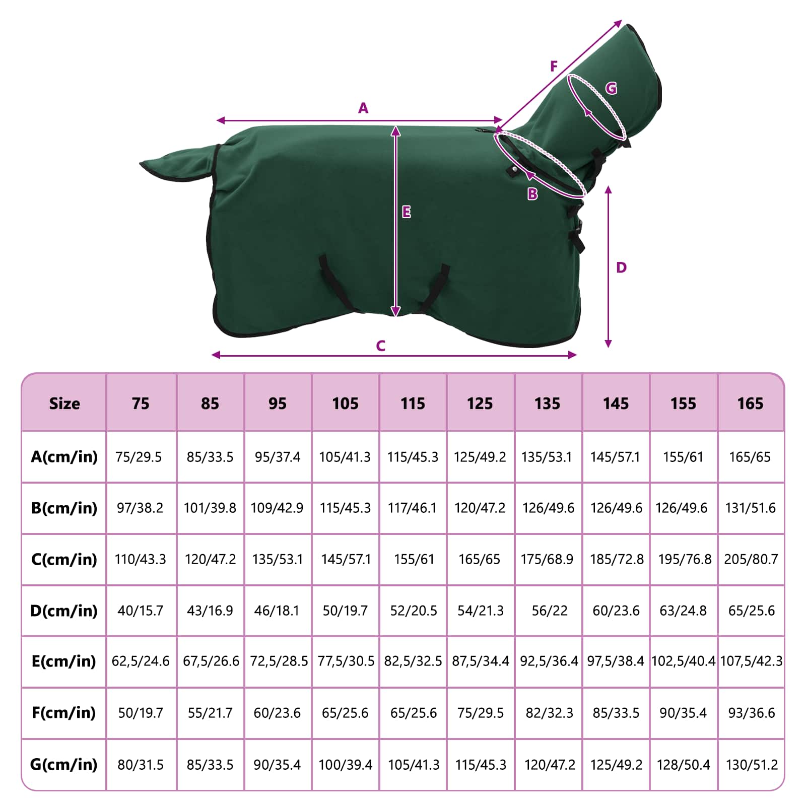 Konjski plašč Polna temno zelena Poliester - slika 9
