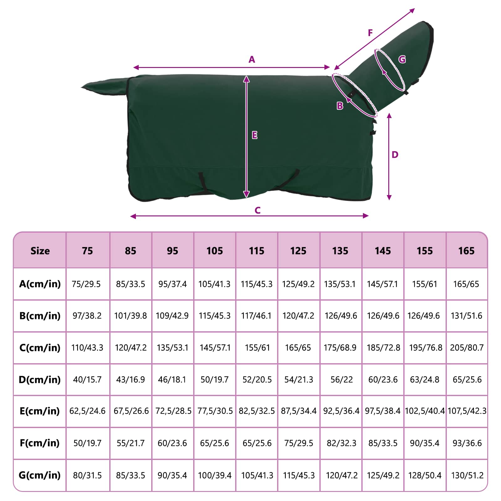 Konjski plašč Polna temno zelena Poliester - slika 9