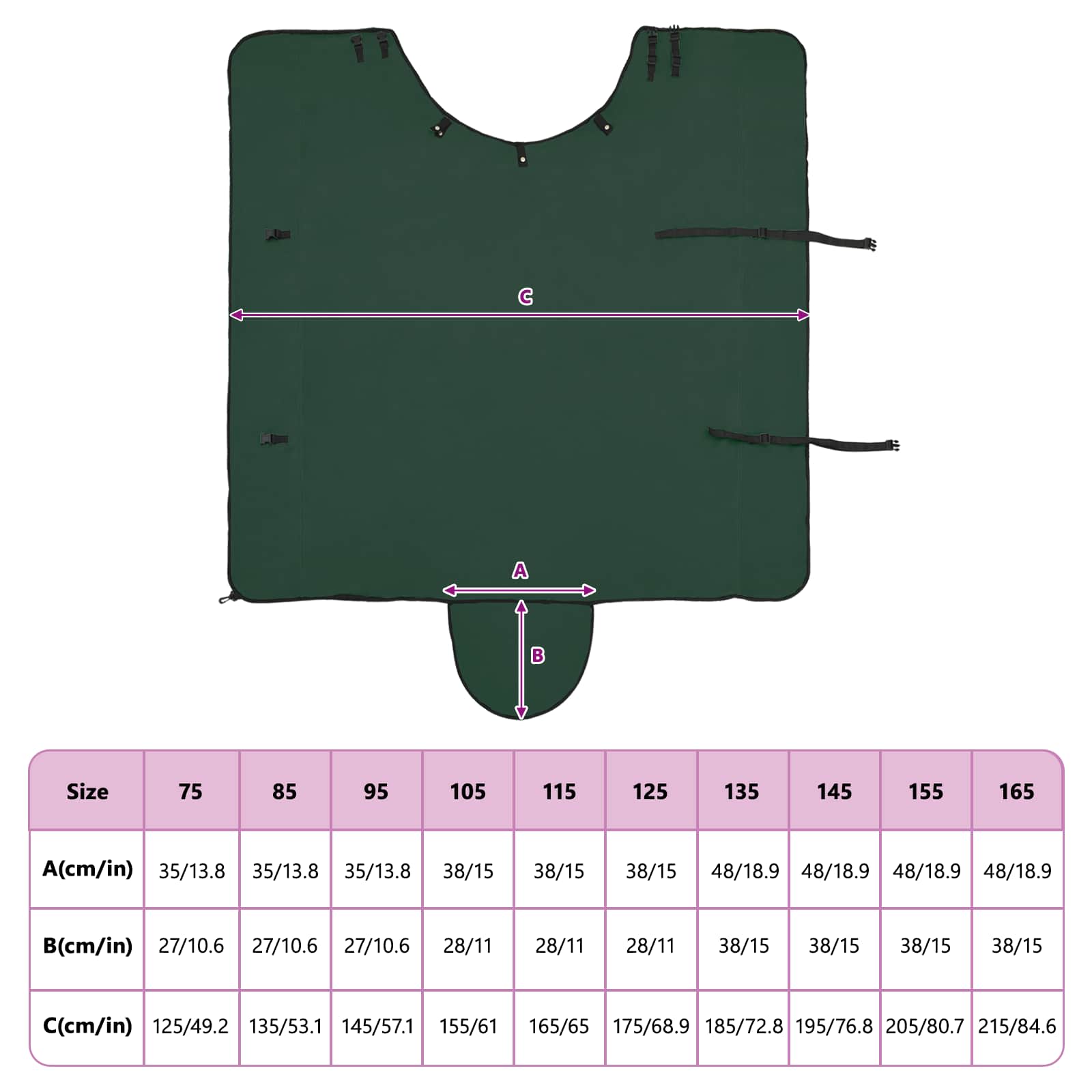 Konjski plašč Polna temno zelena Poliester - slika 10