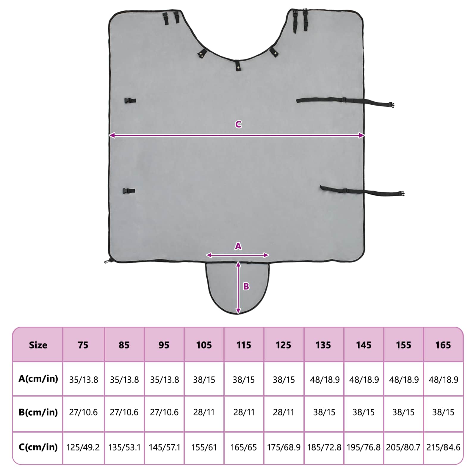Konjski plašč Polna svetlo siva in roza Poliester - slika 10