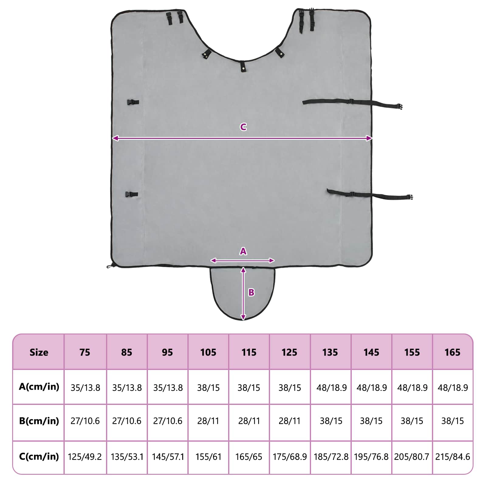 Konjski plašč Polna svetlo siva in roza Poliester - slika 10
