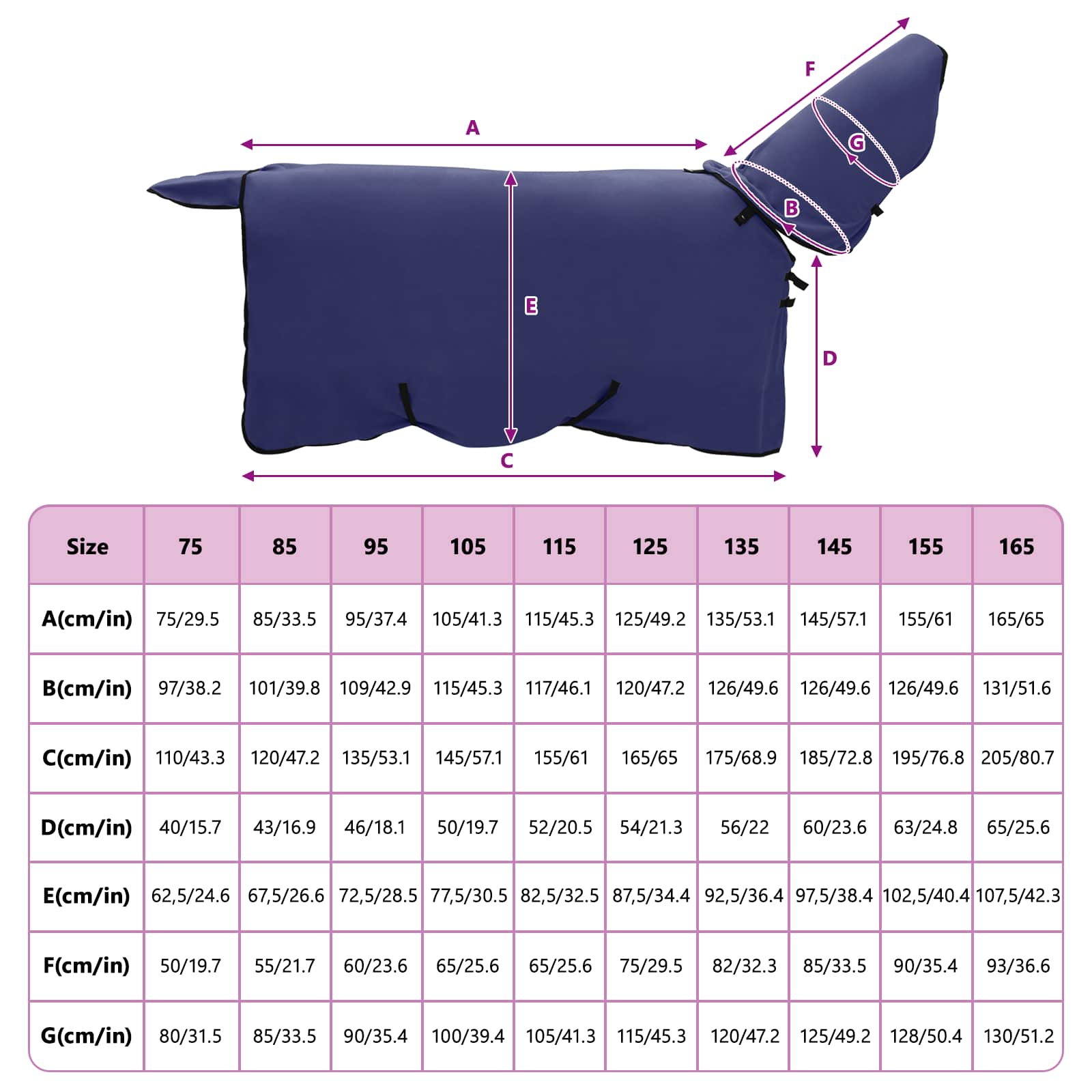 Konjski plašč Temno modra Poliester - slika 9