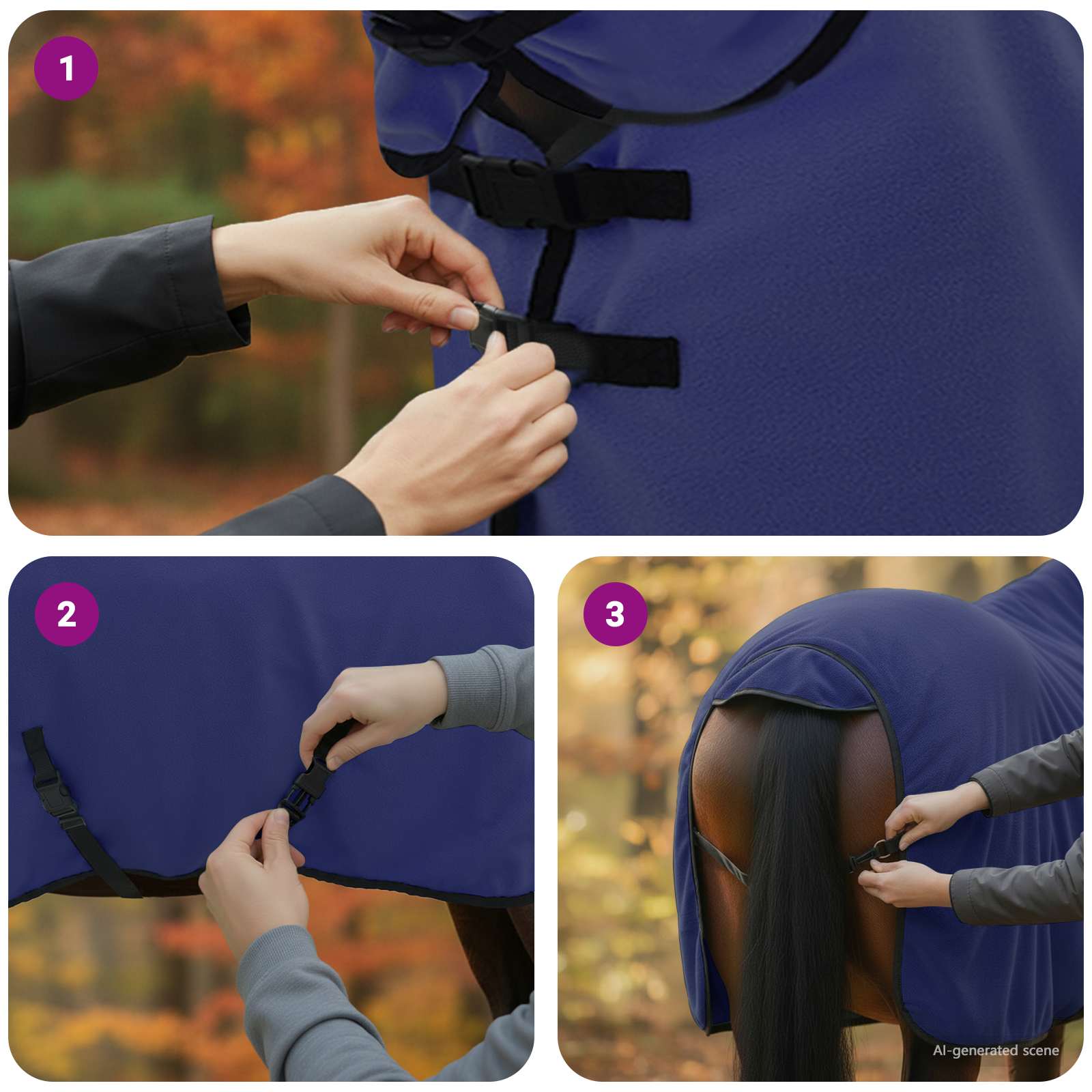 Konjski plašč Temno modra Poliester - slika 11