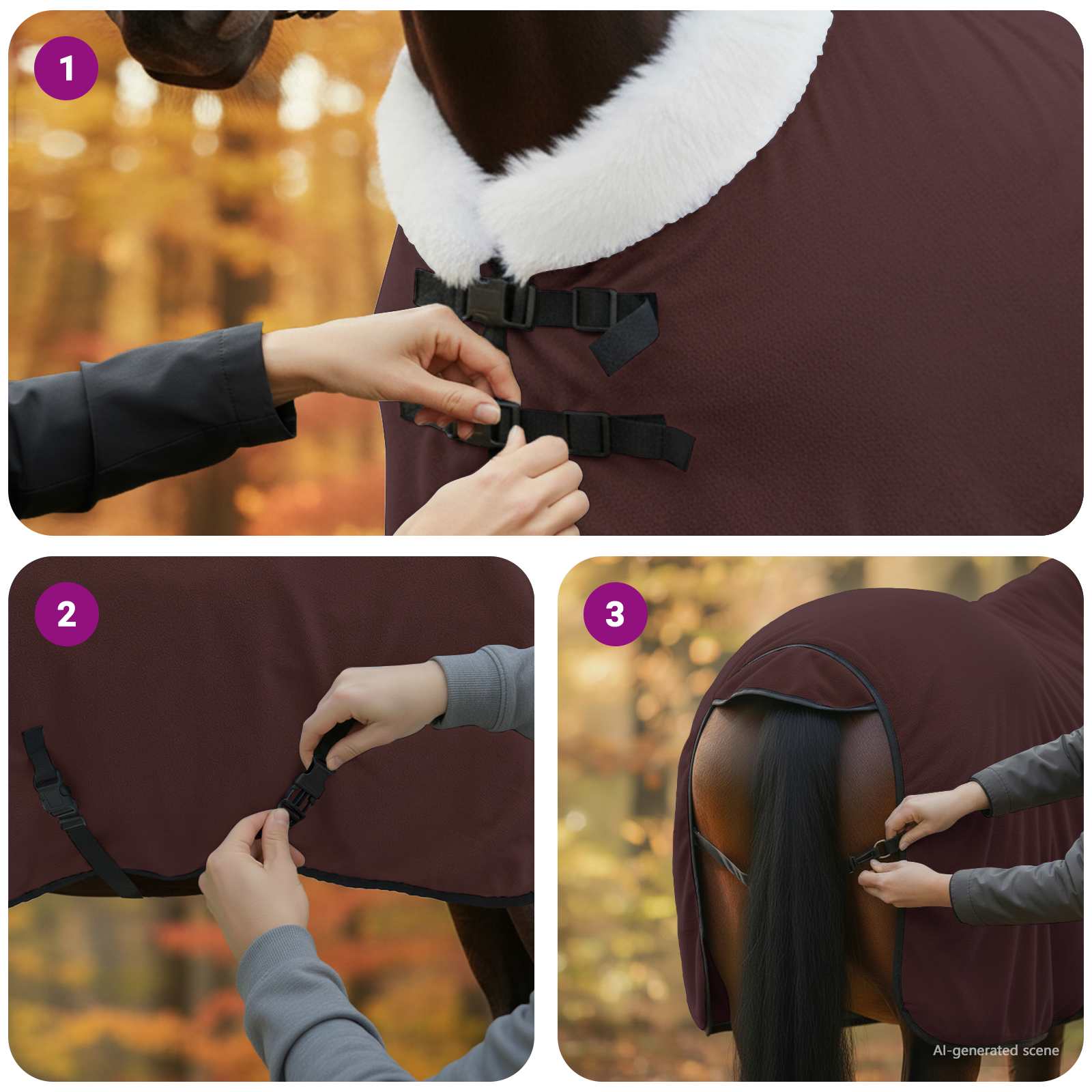 Deka pro koně Úplně tmavě hnědá 105 cm Polartec fleece - obrázek 10