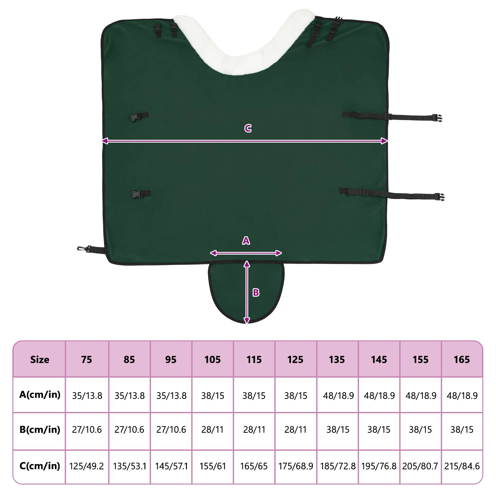 Konjski plašč Polna temno zelena 105 cm Polarna flanela - slika 10
