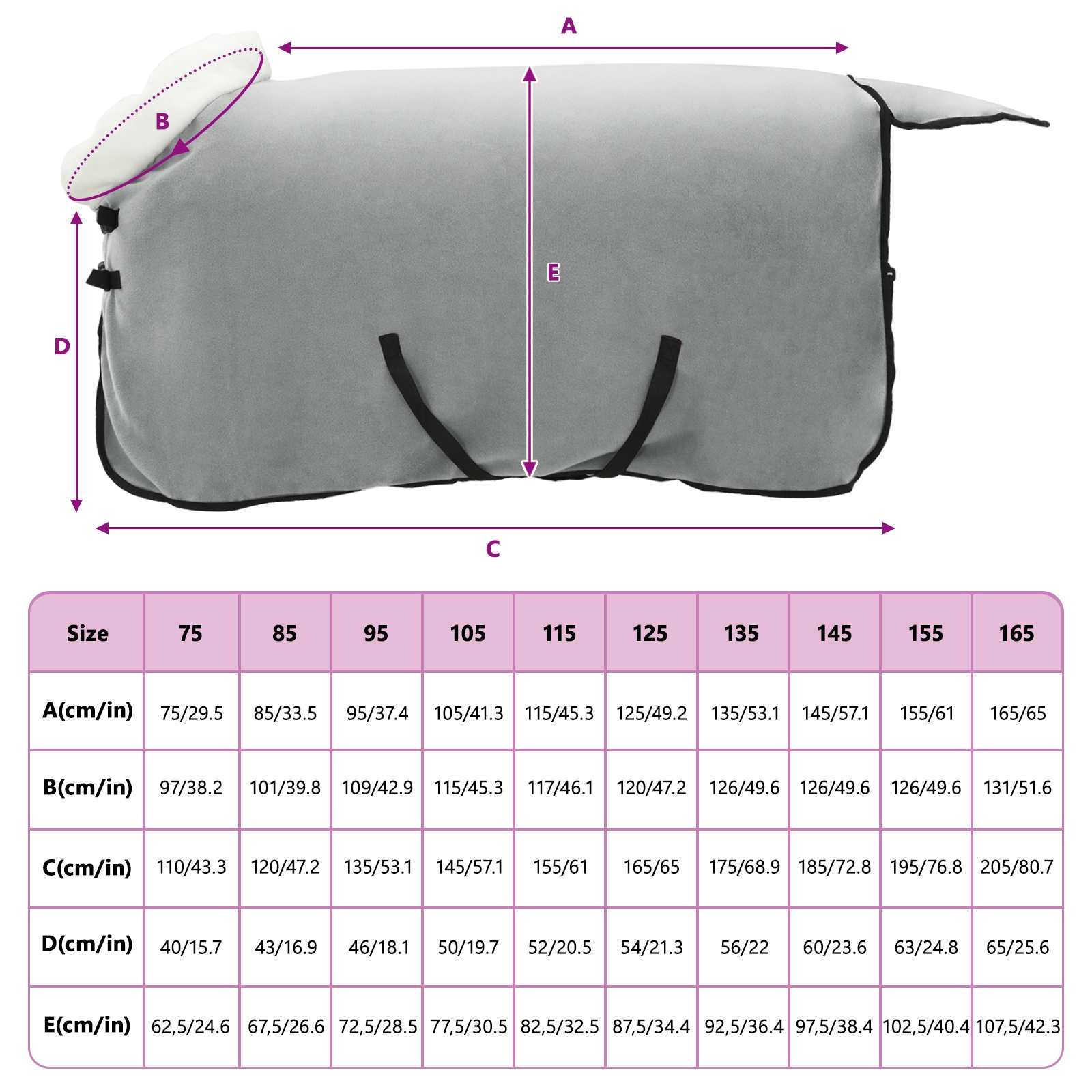 Konjski plašč Polna temno zelena 85 cm Polarna flanela - slika 9