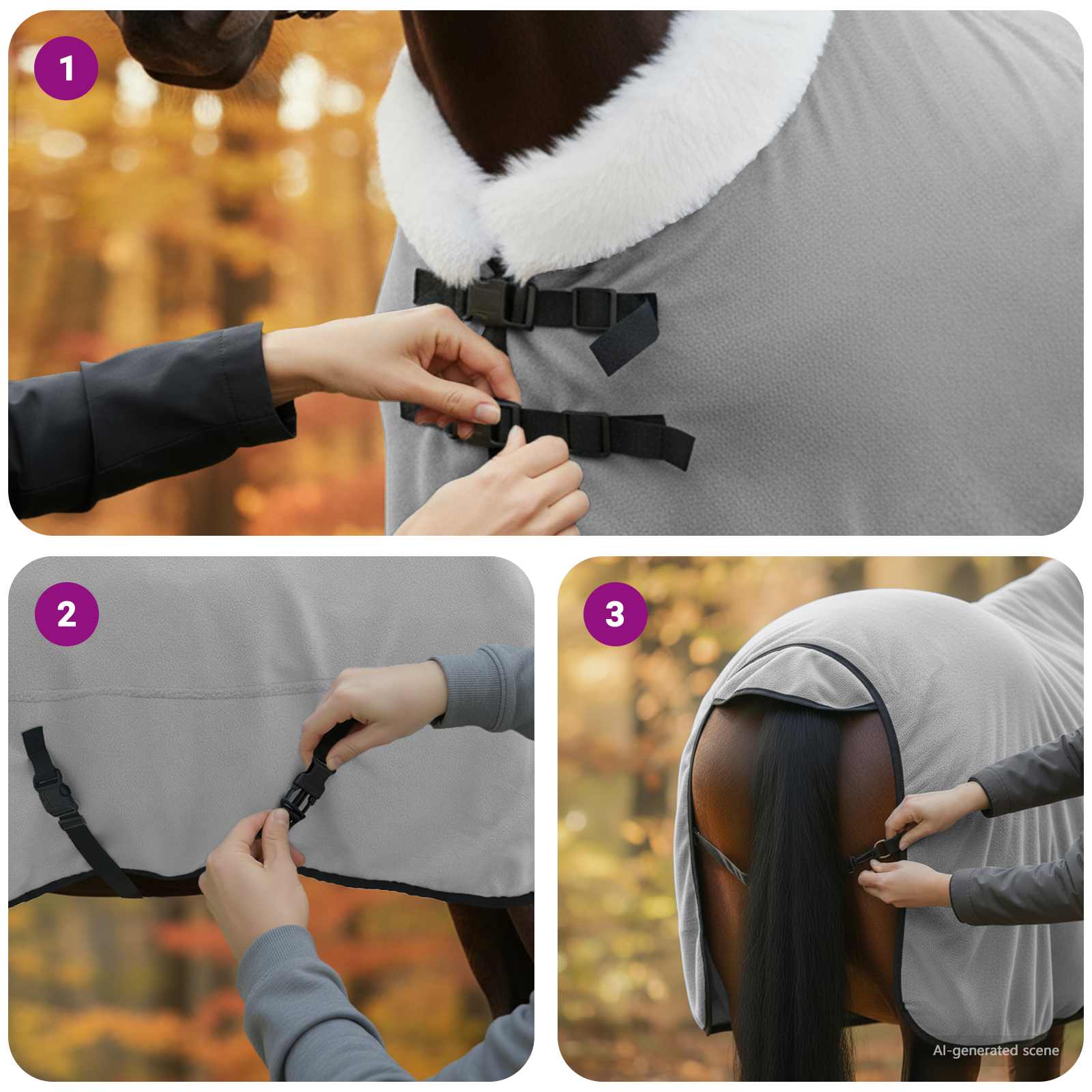 Konjski plašč Polna temno zelena 155 cm Polarna flanela - slika 11