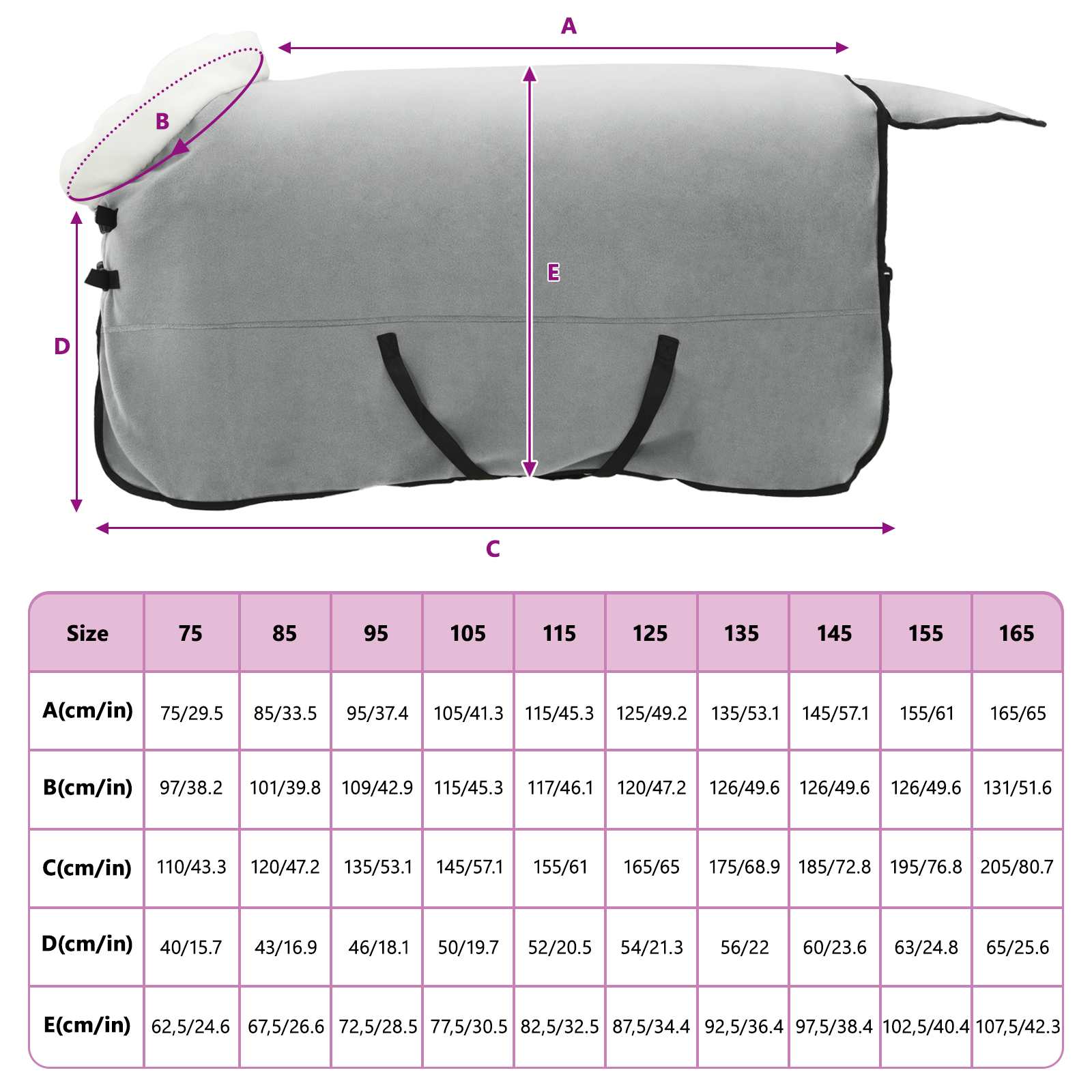 Konjski plašč Polna temno zelena 155 cm Polarna flanela - slika 9