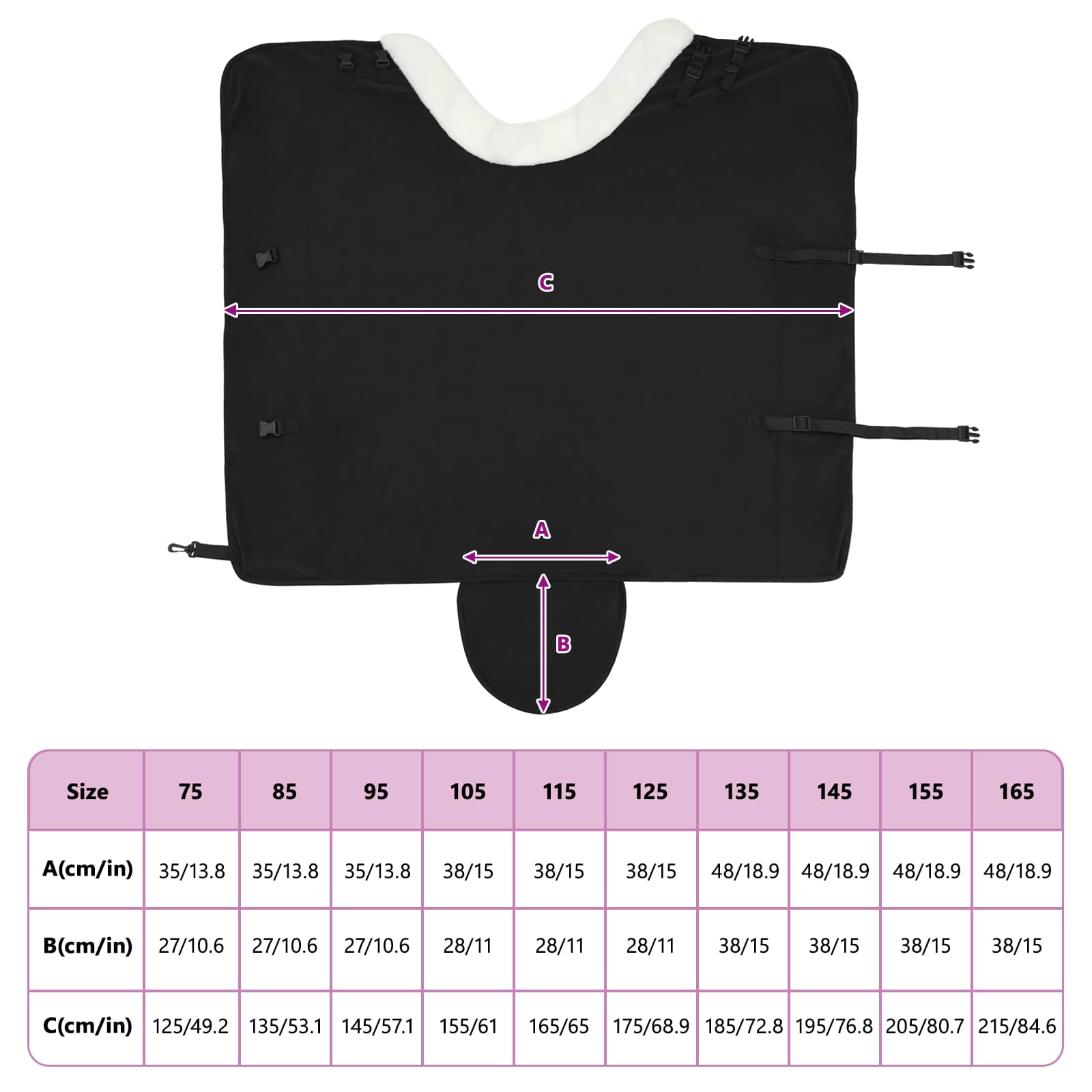 Konjski plašč Črna 165 cm Polarna flanela - slika 10