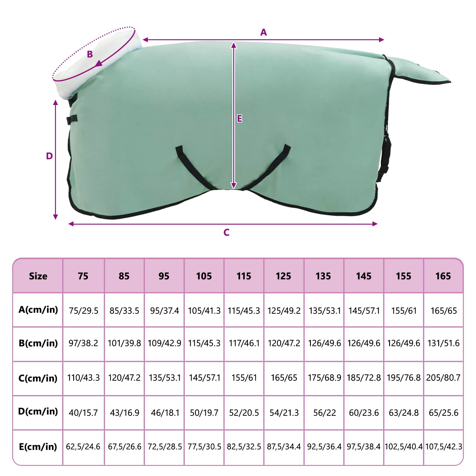 Deka pro koně Tmavě zelená 85 cm Polartec fleece - obrázek 8