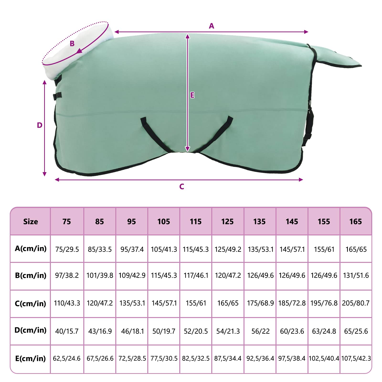 Deka pro koně Tmavě zelená 165 cm Polartec fleece - obrázek 8