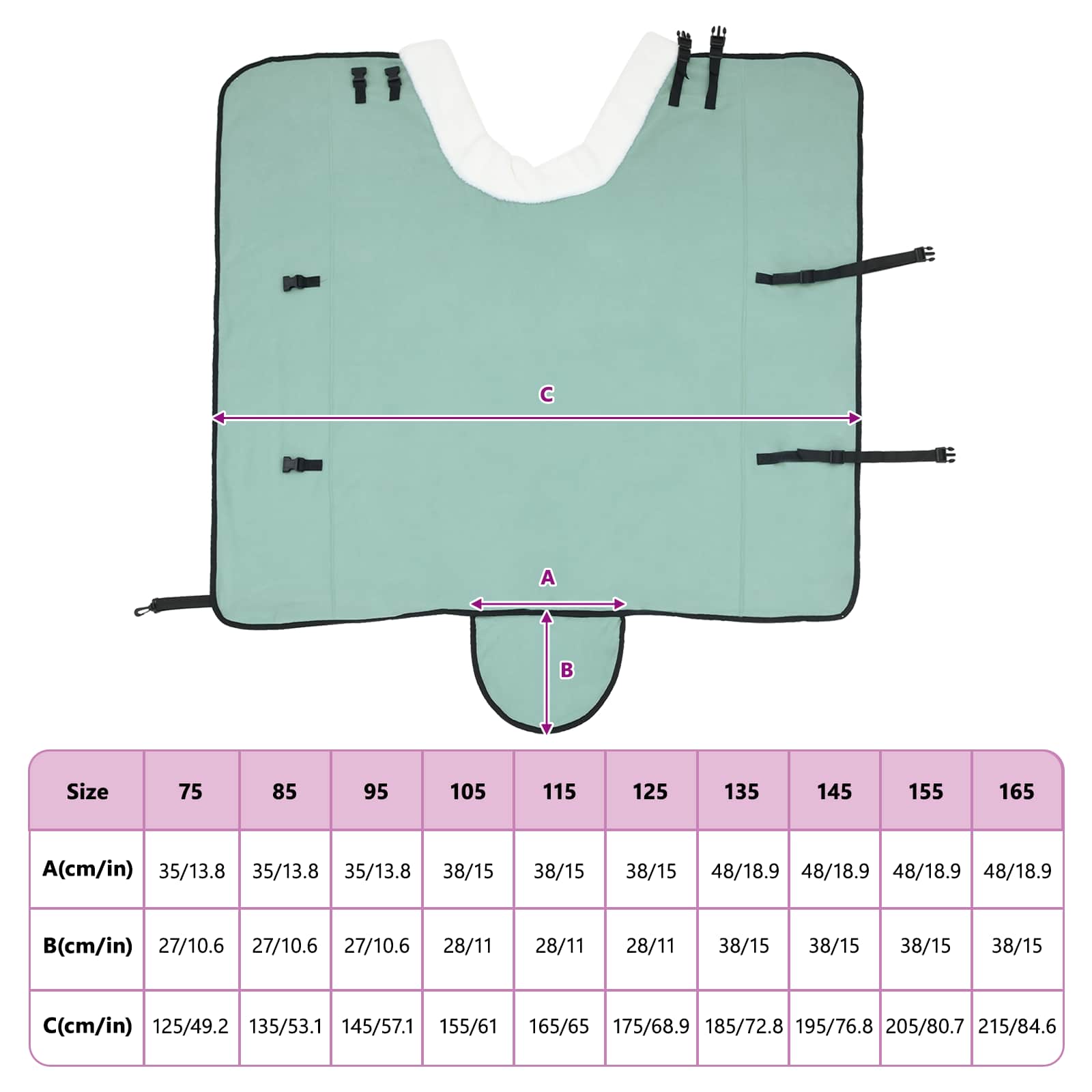 Deka pro koně Tmavě zelená 165 cm Polartec fleece - obrázek 9
