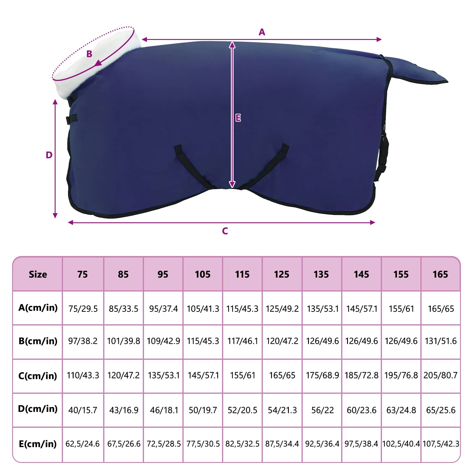 Konjski plašč Temno modra 85 cm Polarna flanela - slika 9