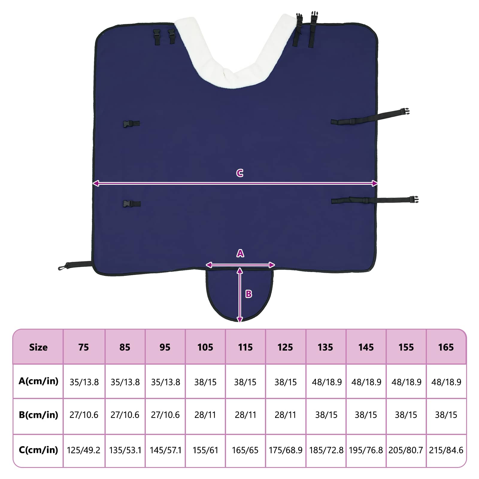 Konjski plašč Temno modra 95 cm Polarna flanela - slika 10