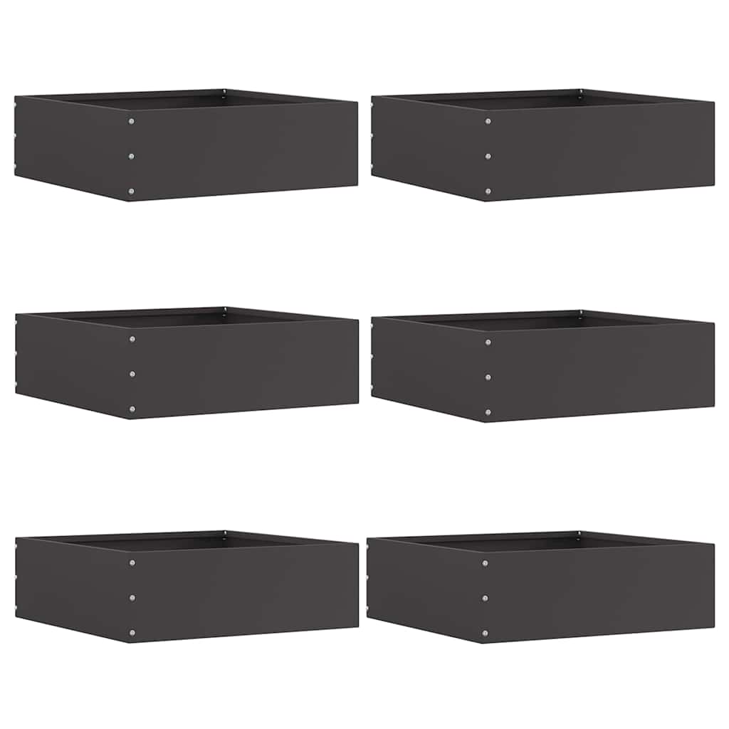 vidaXL Margine pentru gazon 6 pcs Negru 40 x 40 x 13 cm Oțel