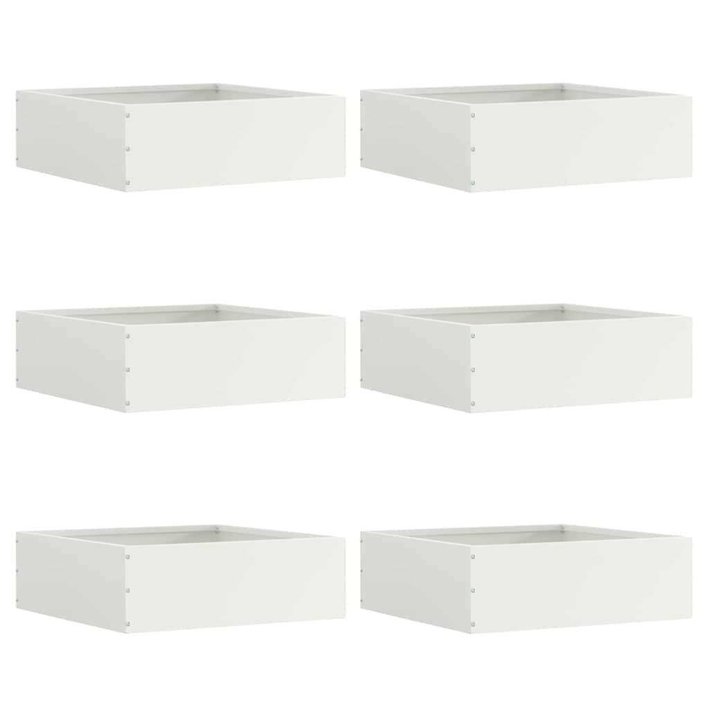 vidaXL Margine pentru gazon 6 pcs Alb 40 x 40 x 13 cm Oțel