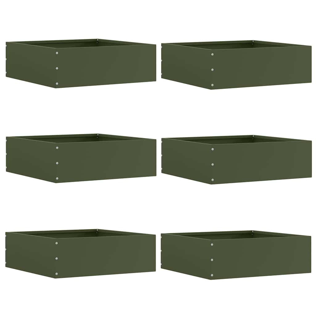 vidaXL Margine pentru gazon 6 pcs Verde măsliniu 40 x 40 x 13 cm Oțel