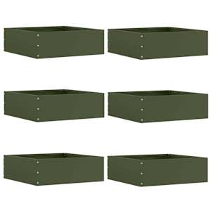 Okraj trávníku 6 pcs Olivově zelená 40 x 40 x 13 cm Ocel - obrázek 1