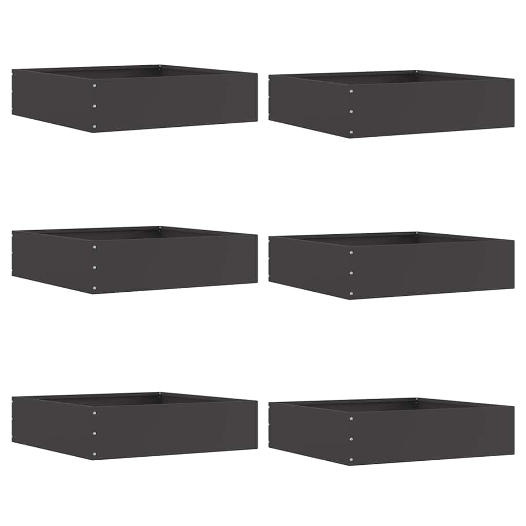 vidaXL Margine pentru gazon 6 pcs Negru 50 x 50 x 13 cm Oțel