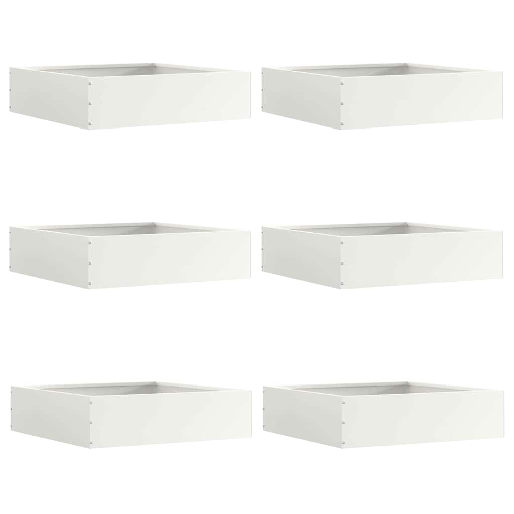 vidaXL Margine pentru gazon 6 pcs Alb 50 x 50 x 13 cm Oțel