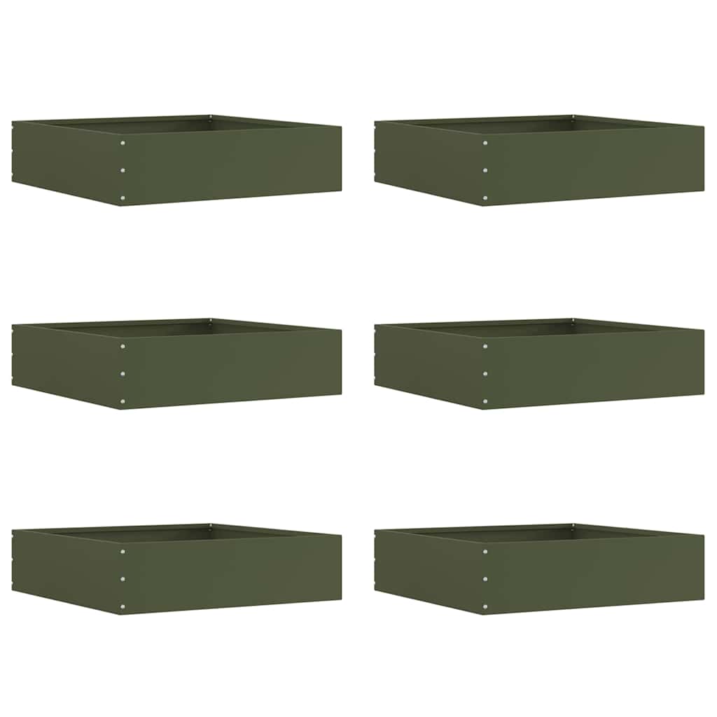 vidaXL Margine pentru gazon 6 pcs Verde măsliniu 50 x 50 x 13 cm Oțel