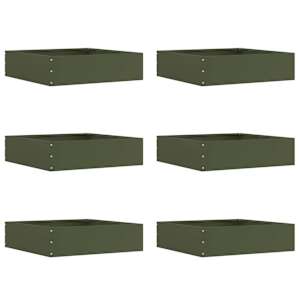 Okraj trávníku 6 pcs Olivově zelená 50 x 50 x 13 cm Ocel - obrázek 1