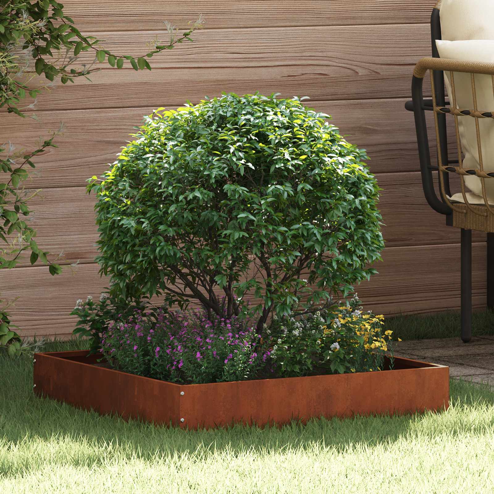 Robovi trave Rjav 60 x 60 x 13 cm Vremensko odporno jeklo