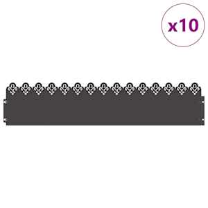 Obrubníky trávníku 10 pcs Černá 103 x 0,05 x 22 cm Ocel - obrázek 3