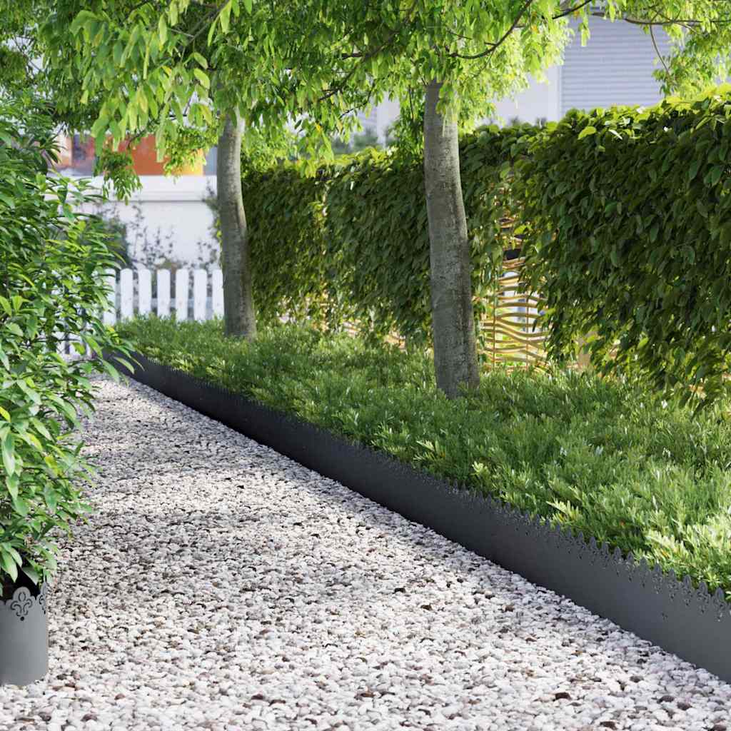 vidaXL Borduri pentru gazon 10 pcs Antracit 103 x 0,05 x 22 cm Oțel