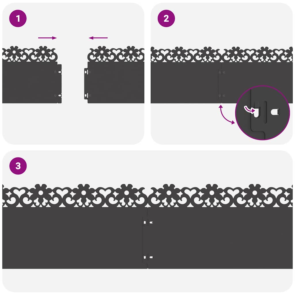 Περιγράμματα γκαζόν 20 pcs Μαύρο 103 x 0,05 x 22 εκ Ατσάλι - Image 9