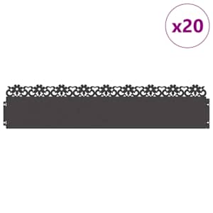 Obrubníky trávníku 20 pcs Černá 103 x 0,05 x 22 cm Ocel - obrázek 3