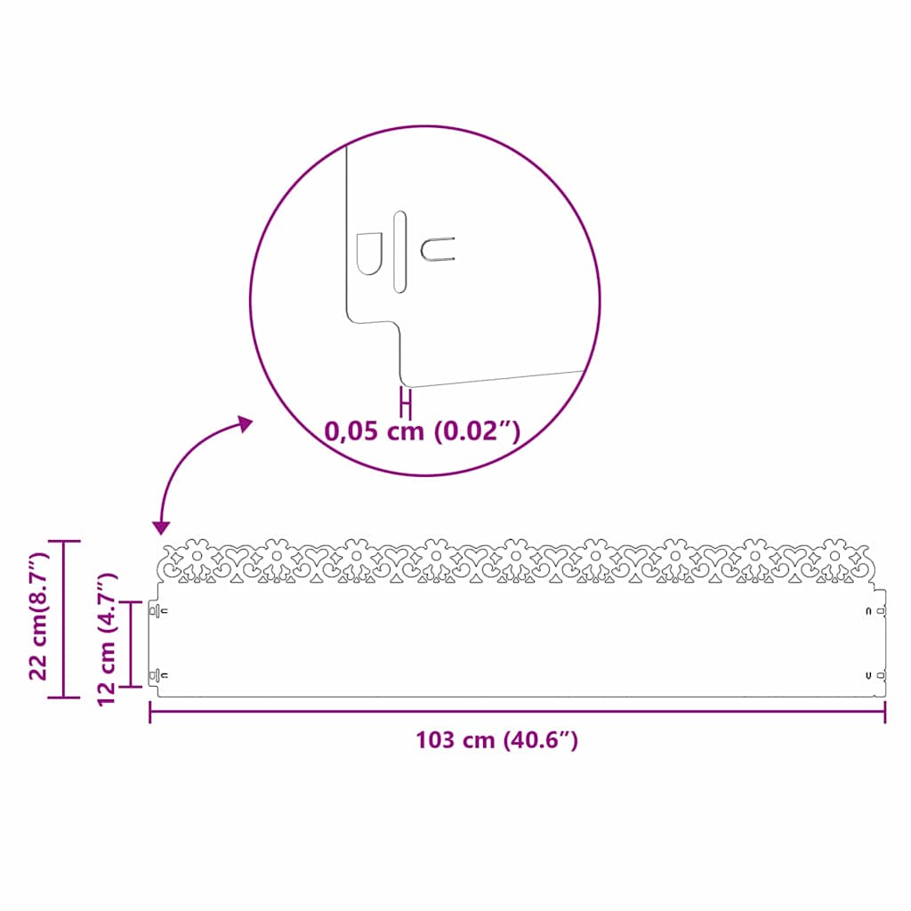 Περιγράμματα γκαζόν 10 pcs Ανθρακί 103 x 0,05 x 22 εκ Ατσάλι - Image 10